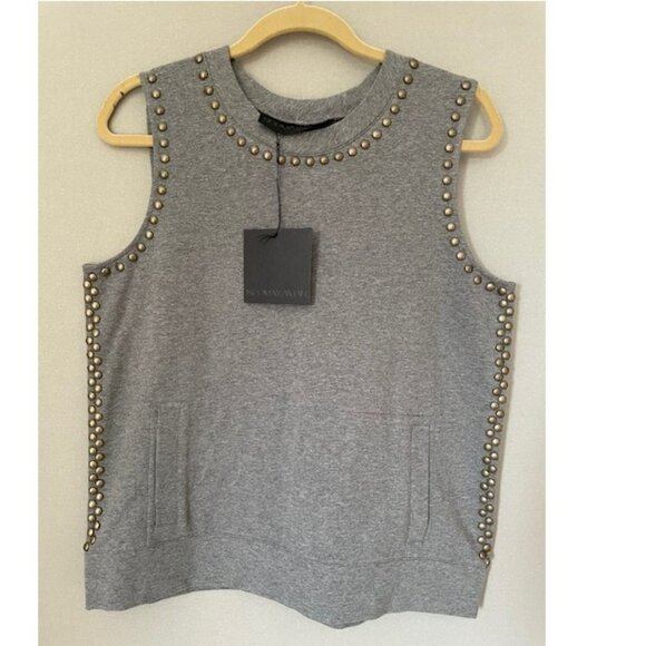 Norma Kamali Stoned Terry Sleeveless Sweatshirt Gray - Picture 1 of 4
